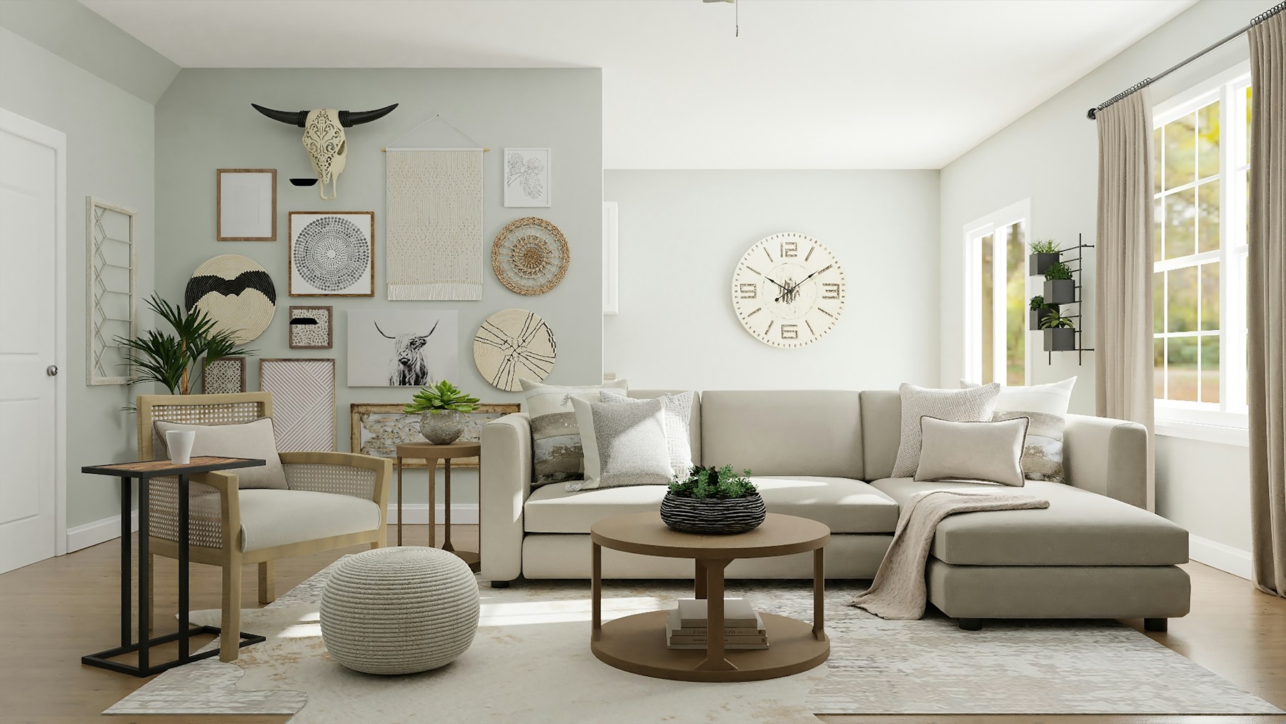 Minimalist residential living room in neutral tones